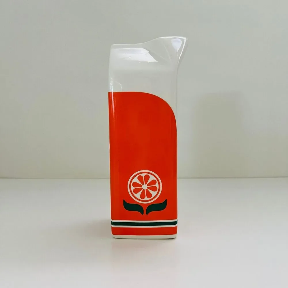 BAN.DO Rise & Shine Glazed Ceramic Retro Carton Orange Juice Vase
